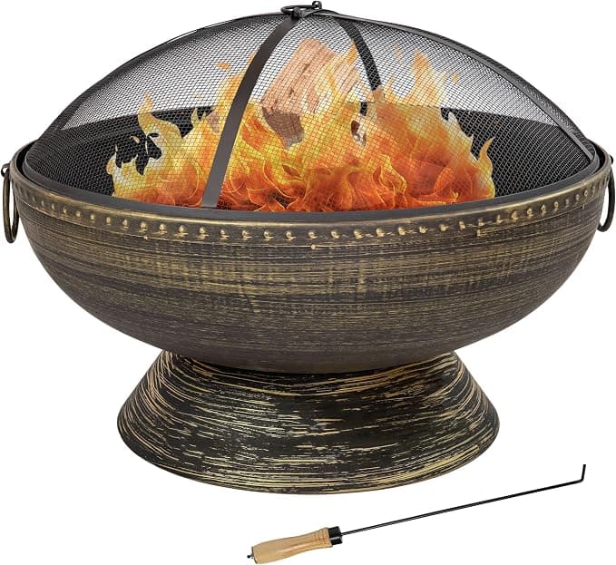 Sunnydaze 30" Regal Cauldron Wood Burning Fire Pit — Includes Spark Screen, Poker, Wood Grate, Steel Construction