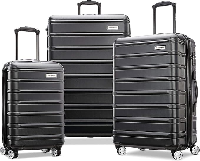 Samsonite Omni 2 Hardside 3 Piece Set - Global Carry-On, Medium, & Large Checked Suitcases - 360° Dual Spinner Wheels - Integrated TSA Lock & Expansion - Amazon Exclusive