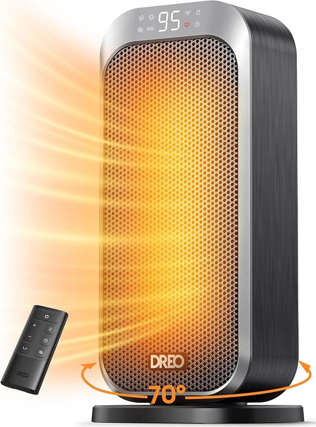 DREO Quiet Space Heater, 1500W Portable Heaters for Indoor Use with Remote