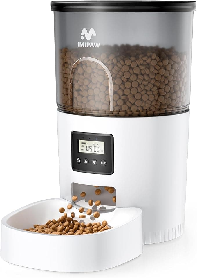 IMIPAW Automatic Cat Feeders, Timed Cat Dry Food Dispenser with Desiccant Bag