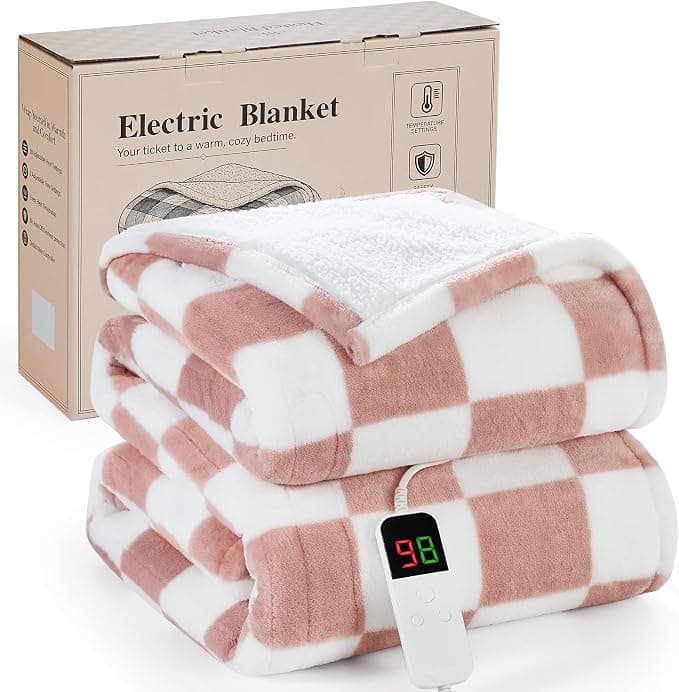 RAYVOICE Pink Heated Blanket Electric Throw 50"x60"