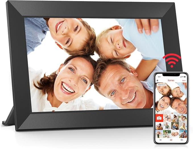 BIGASUO Digital Picture Frame, 10.1" Frameo Digital Frame WiFi