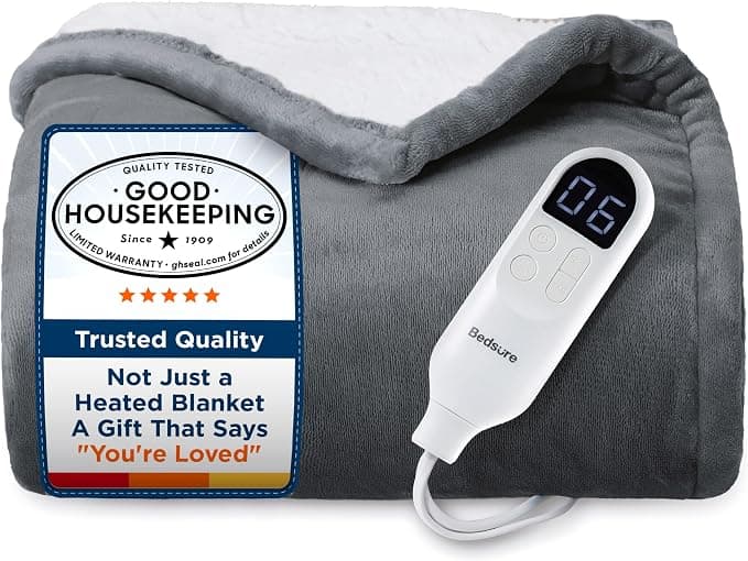 Bedsure Heated Blanket Throw with Preheat Function, Soft Flannel